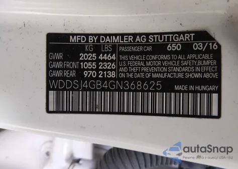 2016 Mercedes-Benz Cla 250 4Matic z USA, uszkodzony, nr VIN WDDSJ4GB4GN368625